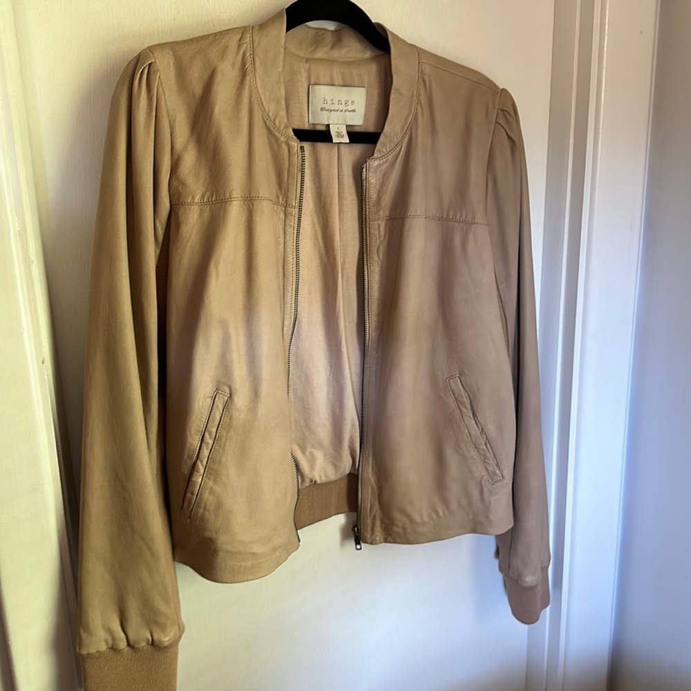Real leather bomber jacket in tan